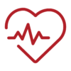 Healthcare icon - red heart with heartbeat line