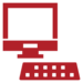 red icon with a computer monitor and keyboard representing etchnology