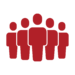 Red icon with five people representing an organization's employees