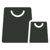 Black icon with two shopping bags representing mystery shopping